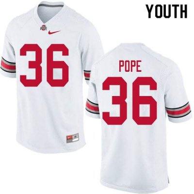 NCAA Ohio State Buckeyes Youth #36 K'Vaughan Pope White Nike Football College Jersey SON7545YU